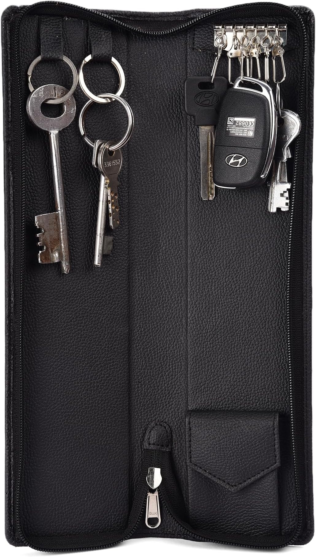 essartPU Leather Key Case Pouch Wallet Keychain Key pouch holder Men & Women Key Pouch Holder, Bank Locker Key Pouch with 6 Hooks Zipper Closure