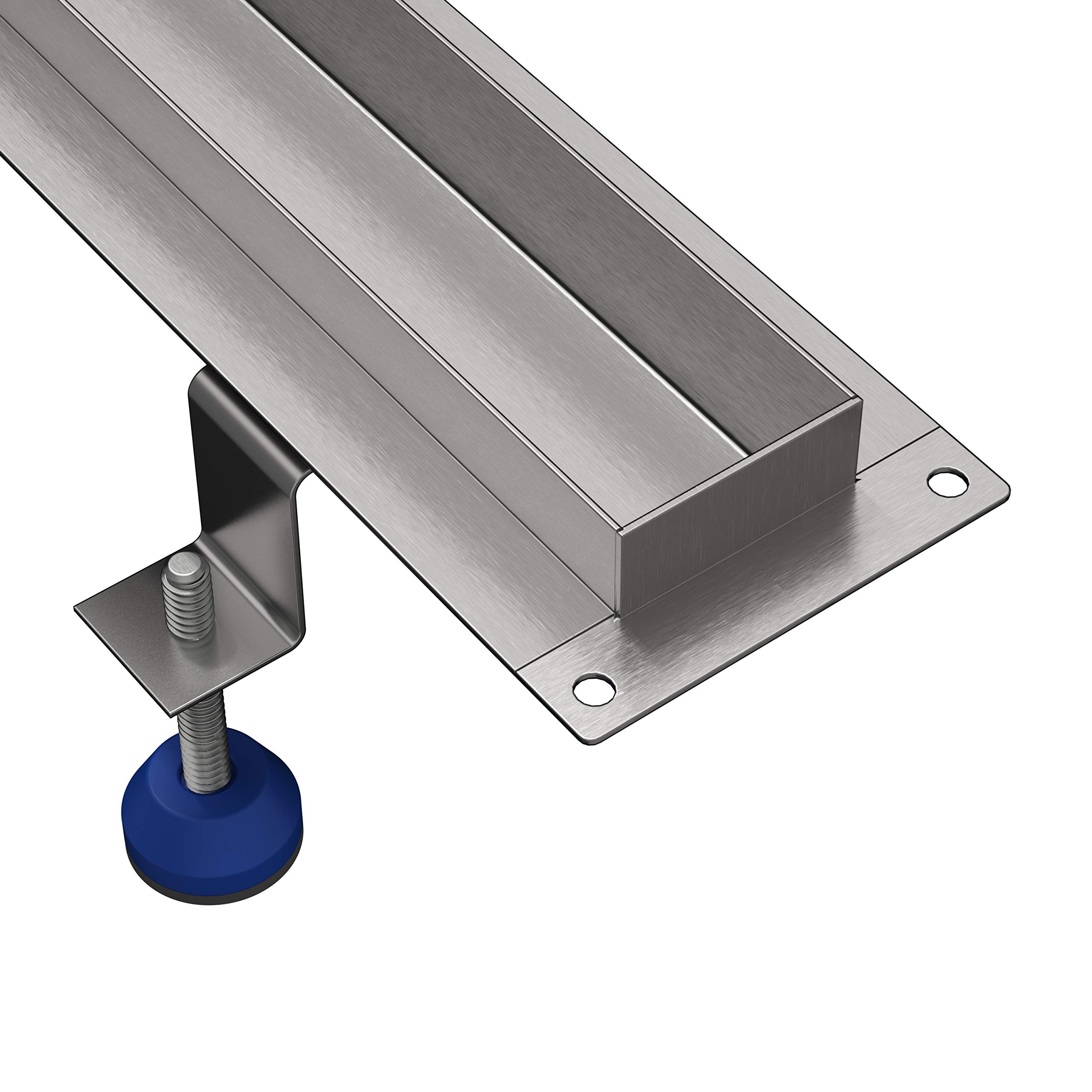 Aquabad Edelstahl schmale Duschrinne - Slim Pro, Länge 70 cm, Abflussrinne inkl. Abdeckung/Blende: Bord, Siphon und Haarsieb