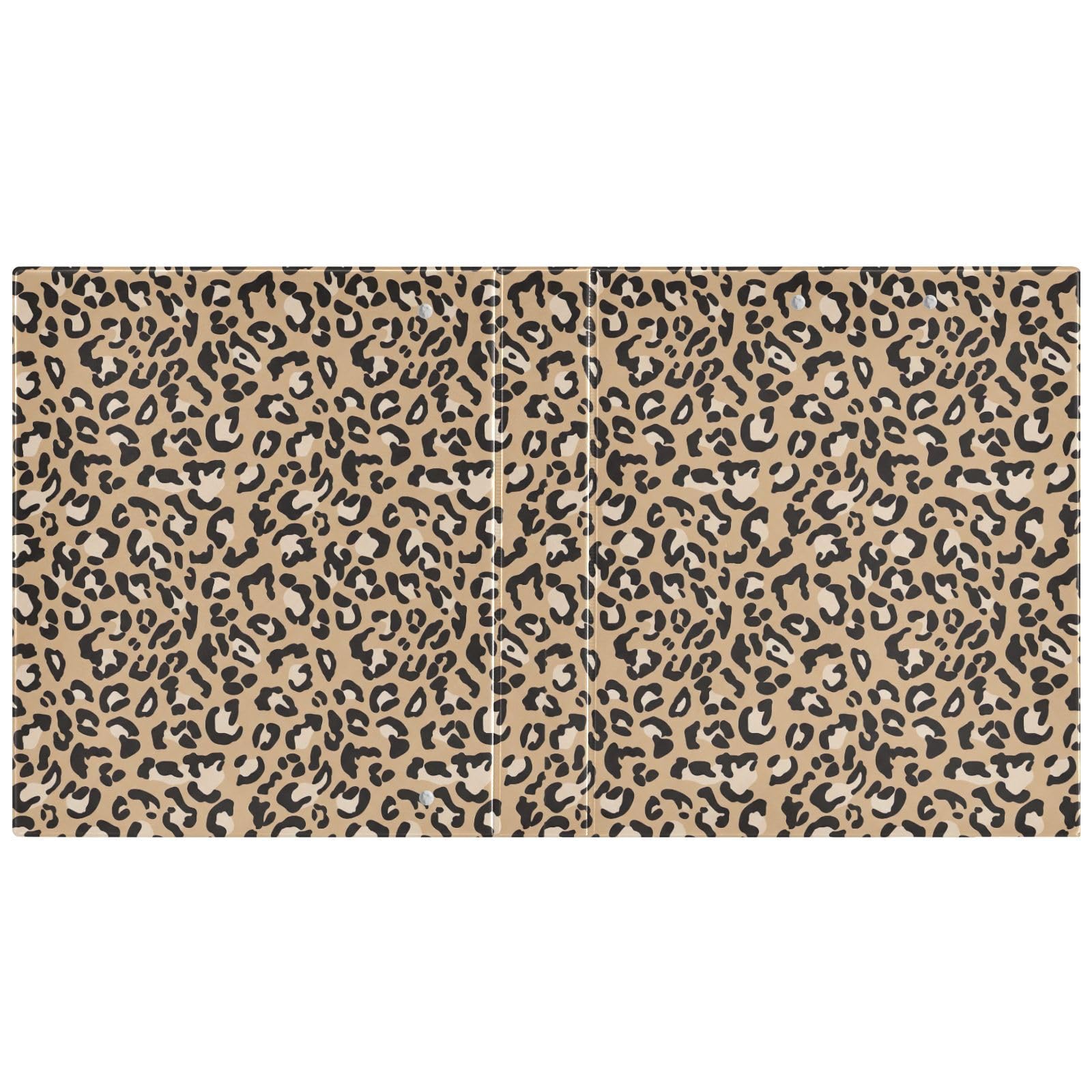 Confezione da 2 raccoglitori ad anelli con stampa leopardata marrone a D con tasche grandi, per scuola, università, ufficio
