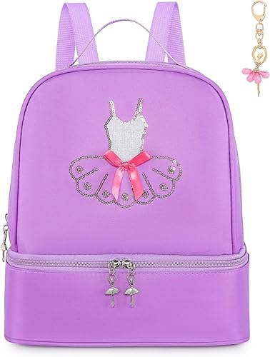 Dorlubel Linda mochila de baile de ballet tutú vestido bolsa de baile con llavero para niñas