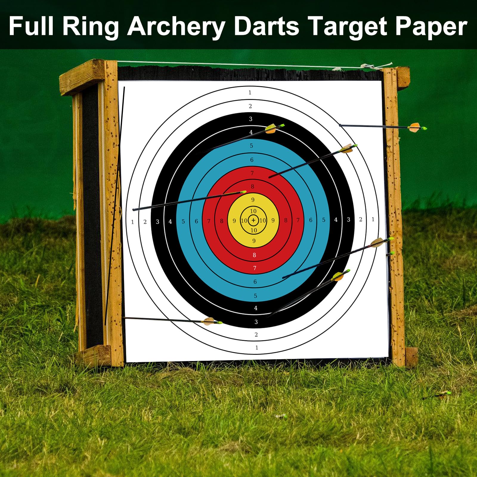 Lot de 20 disques Archery Target Face : 60 × 60 cm 10 anneaux Archery Target Paper, Accessoires de tir à l'arc Impression couleur Archery Pads, disques en papier pour entraînement de tir et
