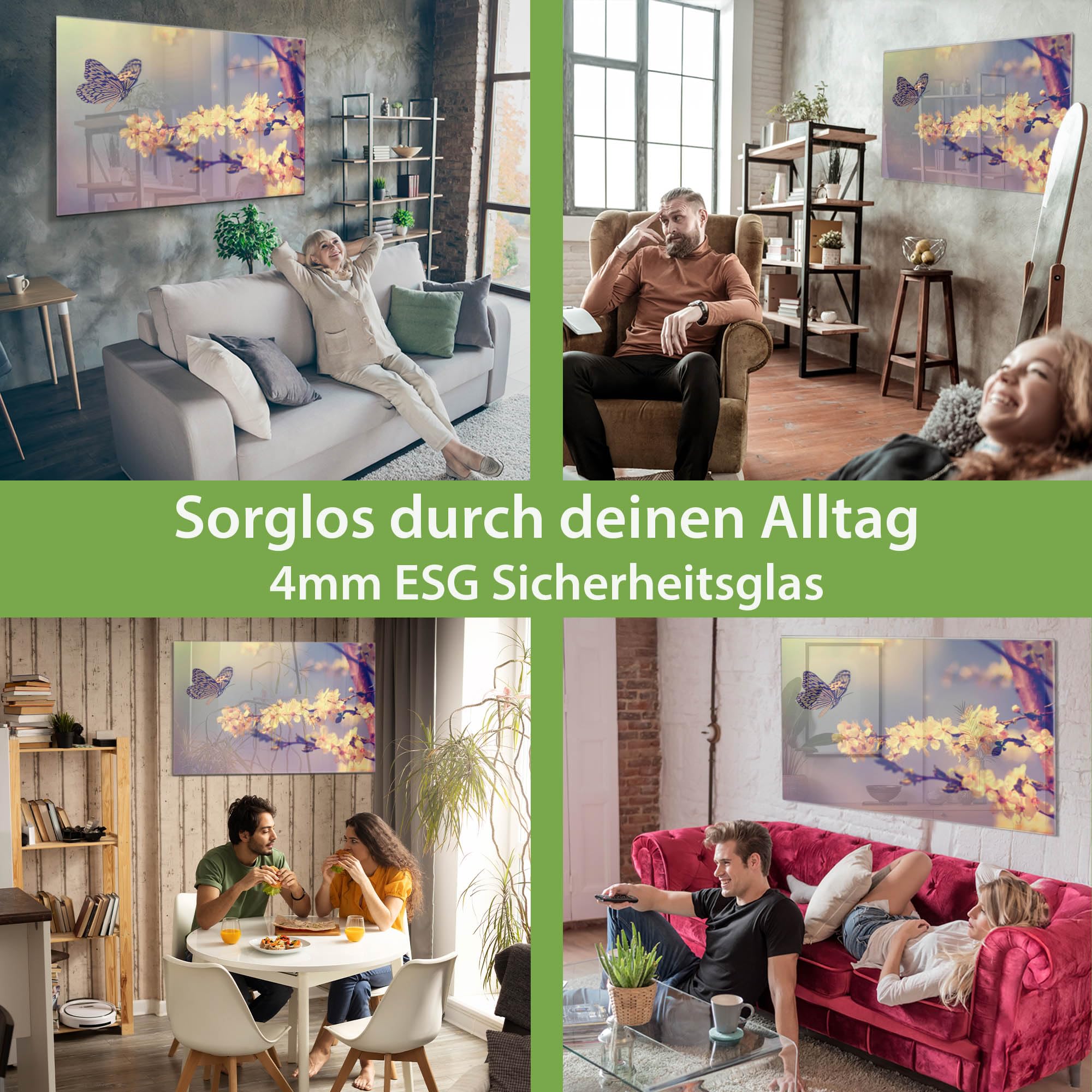banjado Glas-Magnettafel in 75x50cm, beschreibbar mit Tiermotiv