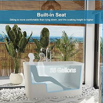 Bathtub 49'' Acrylic Freestanding Soaking Bathtub, Square