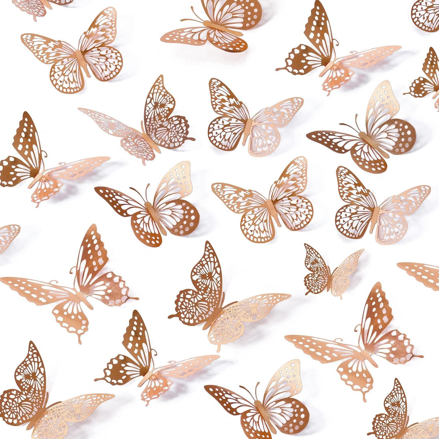 Ipsit Paper Metallic Finish Home Decor 3D Butterfly with Sticking Pads (Rose Gold) -Set of 12 Pcs (B0DF69W29S) Amazon Price History, Amazon Price Tracker