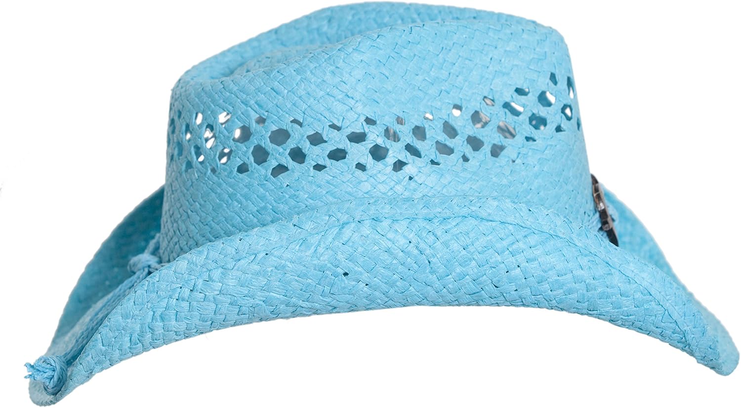 Turquoise Cute Toyo Straw Boho Cowboy Hat W/Shapeable Brim and Heart Design