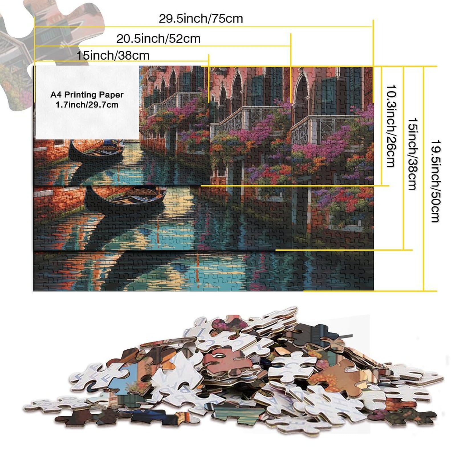 Venice Water City Puzzle 1000 sztuk dla dorosłych Puzzle Gra Edukacyjna Dla Dorosłych Wyzwanie Zabawka Puzzle Wyzwanie Prezent Dla Wszystkich Kobiet I Mężczyzn 1000 sztuk (75 x 50 cm)