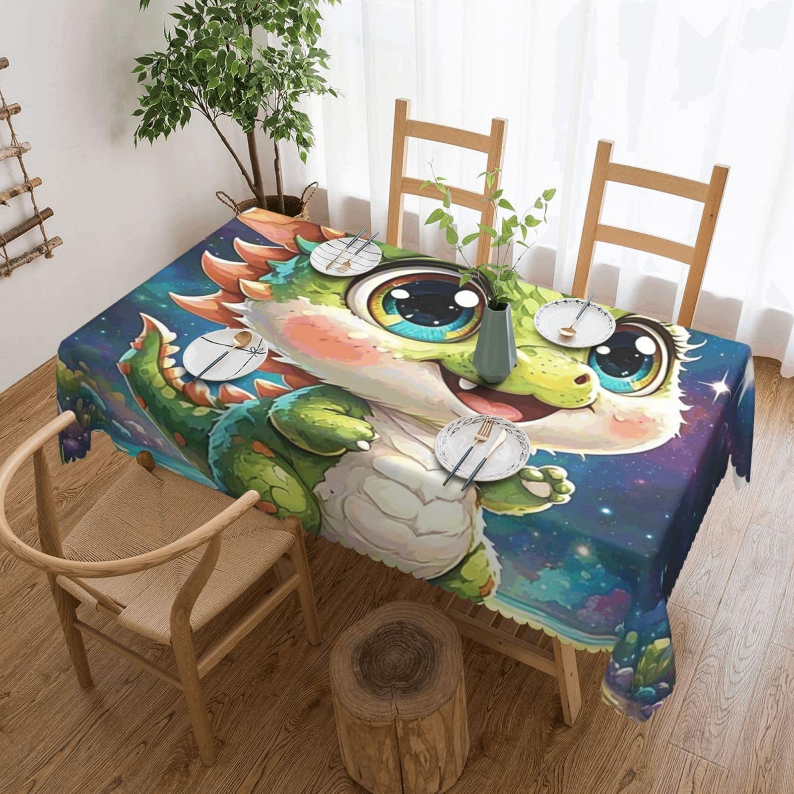 Nappes anti tache dragon mignon couverture de table imperméable facile d'entretien pour repas