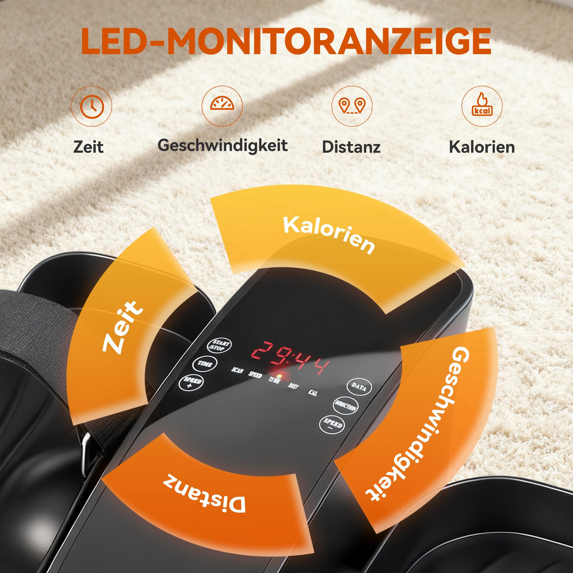 SPORTNOW Mini vélo elliptique pour la Maison Vélo elliptique électrique avec télécommande Écran LED 12 Vitesses Antidérapant Silencieux Portable Vélo de Jambes pour Seniors Adultes