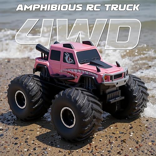 Miniatura 2 de Camiones de control remoto anfibios, 2.4G 118 4WD todo terreno, todo terreno, impermeable, monstruo a control remoto, juguetes de piscina, vehículo
