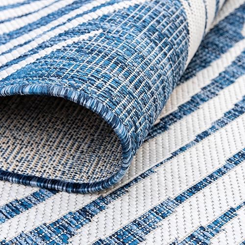 Miniatura 5 de Unique Loom - Tapete de la colección Outdoor Botanical, diseño de palmera (5.1pies x 8pies, rectangular, color azulazul marino)