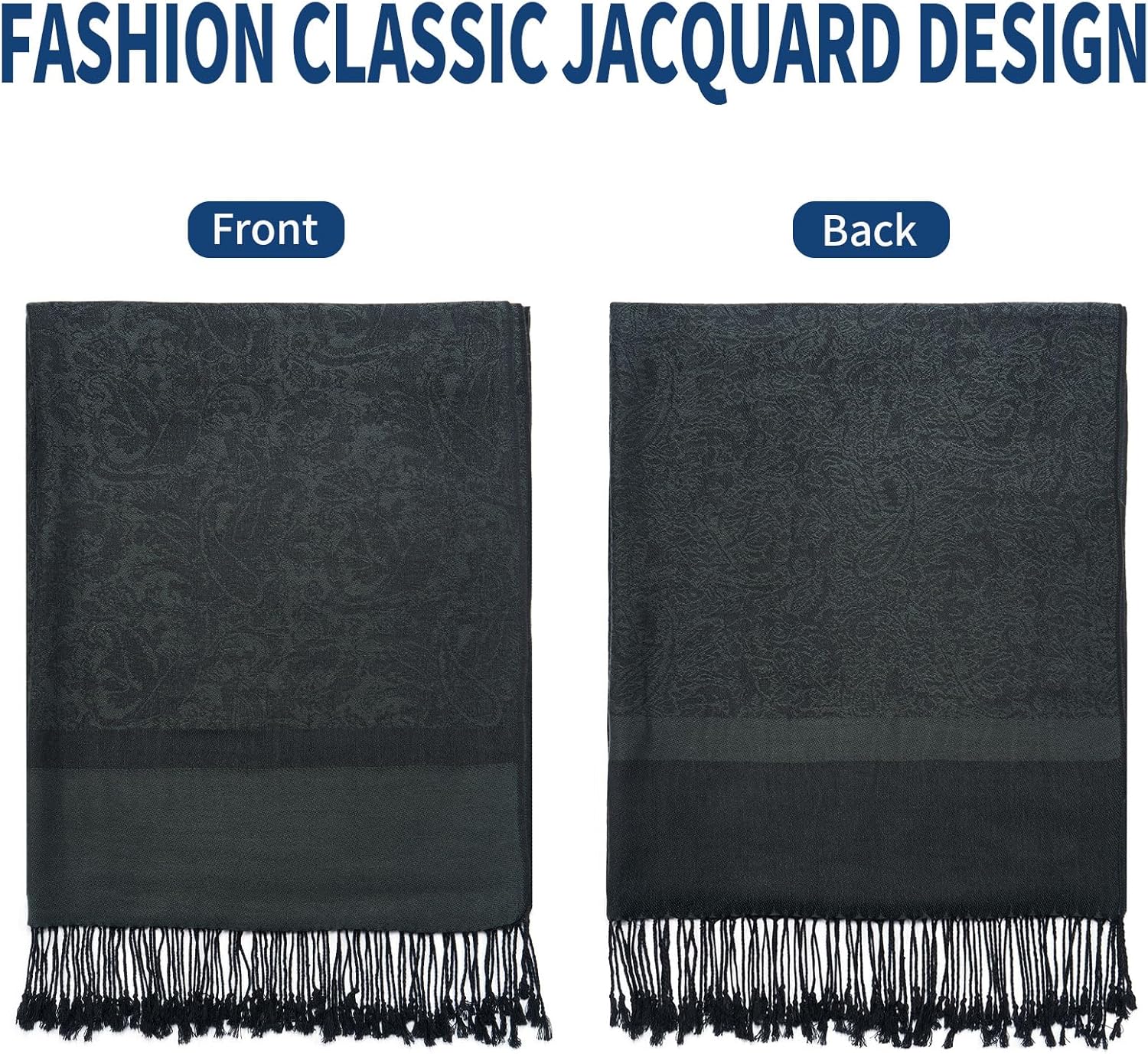 Paisley Pashmina Shawl Wrap Women Reversible Vintage Jacquard Pashmina Rave Scarf with Fringe for Evening, Wedding - Image 4