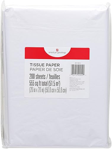 Miniatura 6 de American Greetings 200 hojas de 20 pulgadas x 20 pulgadas. Papel de seda blanco a granel para cumpleaños, bolsas de regalo, bricolaje, manualidades