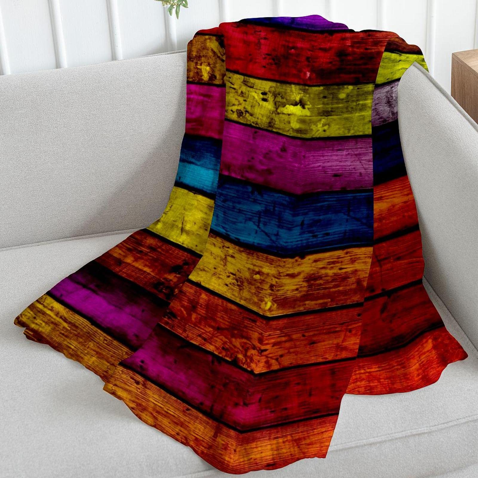 Coperta in pile di legno resistente alle intemperie per divano, divano o letto
