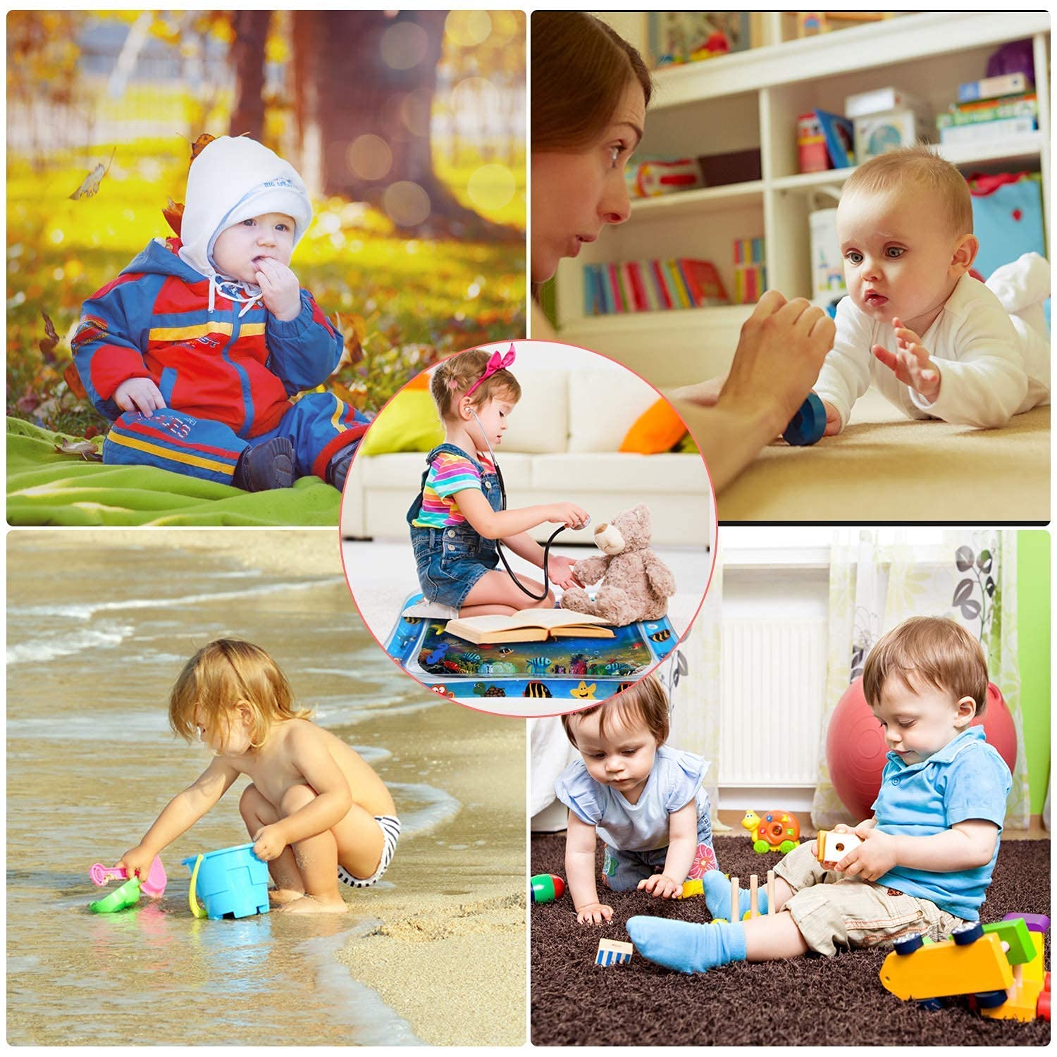 BLAGO Water Play Mat: Baby 3 6 9 12 Months Infant Sensory Toys Inflatable Tummy Time Mat for Babies Crawling Development Newborn Montessori Toys for Baby boy Girl Gifts (Blue) 2