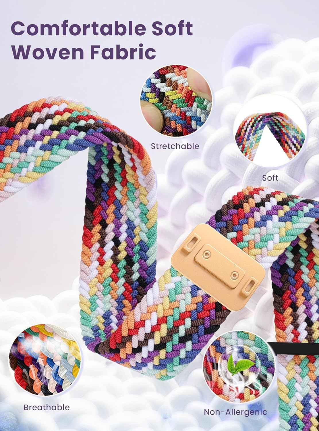 Braided-Bands Compatible with Samsung-Galaxy Watch-8-Band 40mm 44mm/Watch 8 Classic 46mm, Replacement Elastic Nylon Sport Strap for Galaxy Watch 8/8 Classic Bands Men Women - Image 4