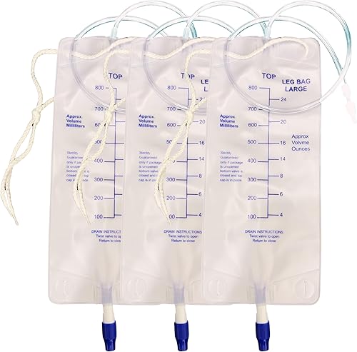 Bolsas de nefrostomía de 27.1 fl oz con tubo de silicona de 24 pulgadas, bolsa de drenaje de orina con válvula de drenaje giratorio, paquete de 3