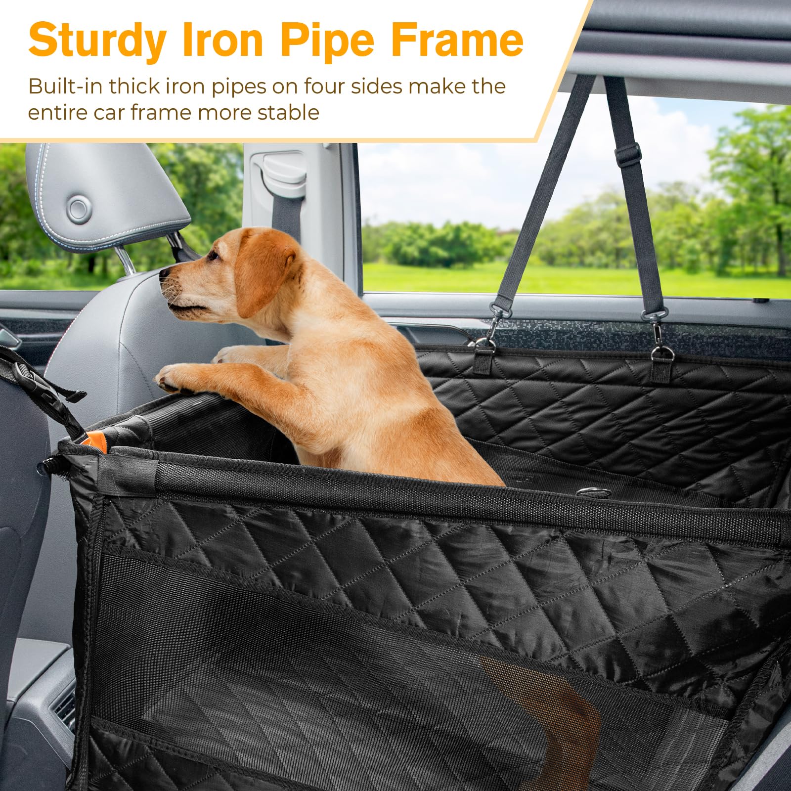 pecute Hunde Autositz mit wasserdichtem Sofa-Leder, verstärkter Hundesitz für Rückbank (70x61 cm), Kratzfeste & rutschfeste Autositz für mittlere & große Hunde, Dog Seat Cover nur 1 Sitzplatz