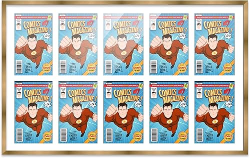 Miniatura 213 de Poster Palooza Marco de cómic con paspartú para 4 cómics de la era actual publicado después de 1985, marco de cómic negro para cómics de 6.875 x