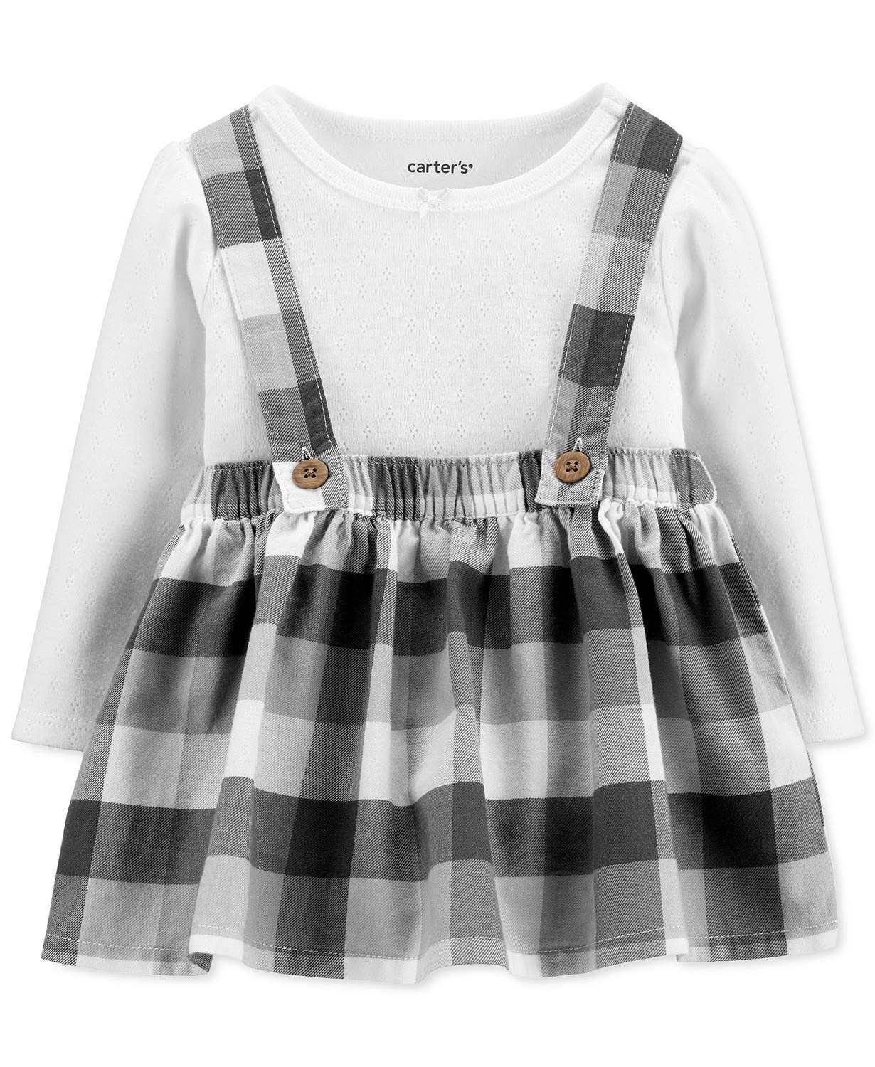 Carter's Baby Girls Winter White Plaid Suspender Dress Set - 24 Months