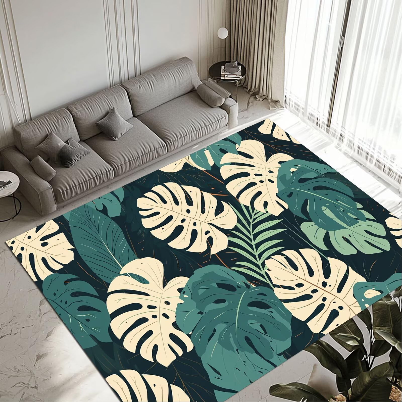 Tapis Leaf grand salon 80x150cm imperméable et lavable pour entrée
