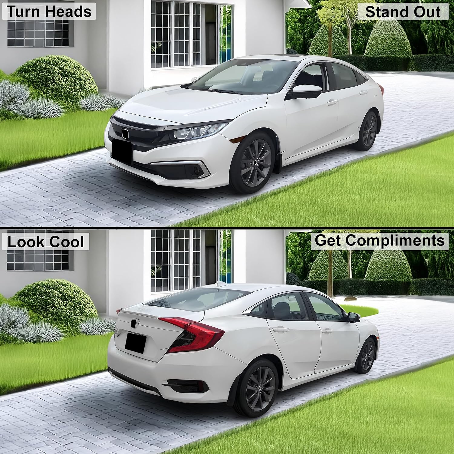 BOGAR TECH DESIGNS Tail Fog Light Reflector Sidemarker Tint Kit Compatible with and Fits Honda Civic Sedan 2016-2021, Dark Smoke