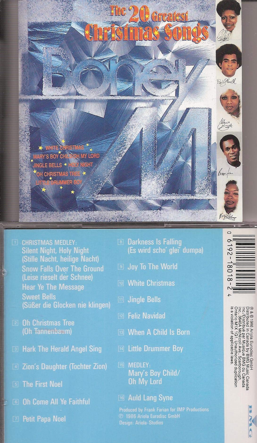 The 20 Greatest Christmas Songs [Audio CD] Various; Frank Farian and Boney M, Bobby Farrell, Maizie Williams, Liz Mitchell, Marcia Barrett