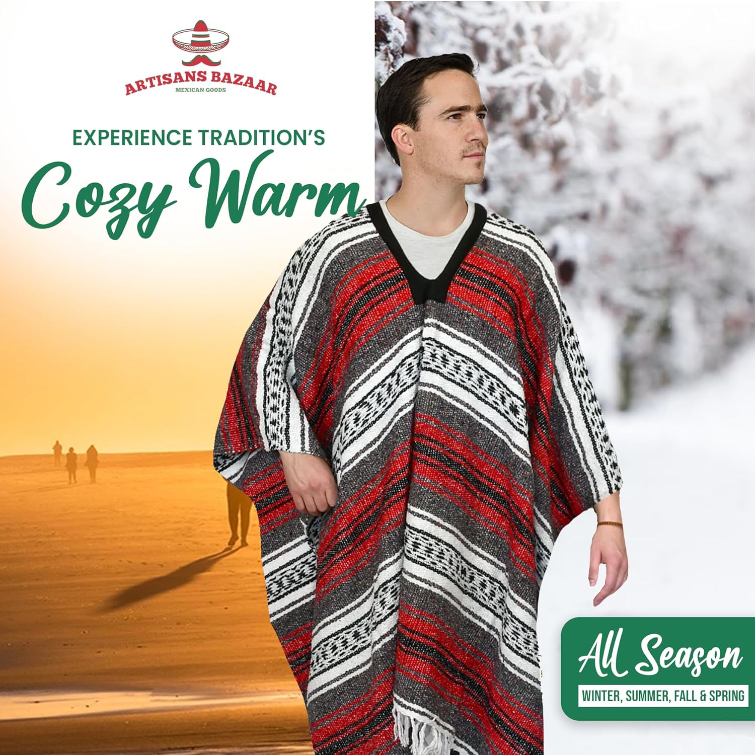 Artisans Bazaar Casaco mexicano de inverno mexicano Baja Poncho 100% quente e confortável em promoção! Veja a oferta e mais achadinhos de Jaquetas & Casacos 6 Hoje é o melhor dia para comprar Artisans Bazaar Casaco mexicano de inverno mexicano Baja Poncho 100% quente e confortável com aquele preço maroto! Promoção! Aproveite a oferta! 6