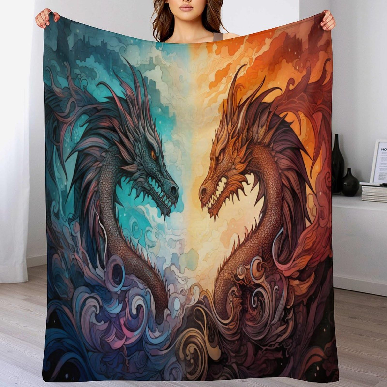 Dragon Blanket, Fluffy Super Warm & Soft Throw, As Sofa Cushion Bedspread Or Living Room Blankets 130×150cm