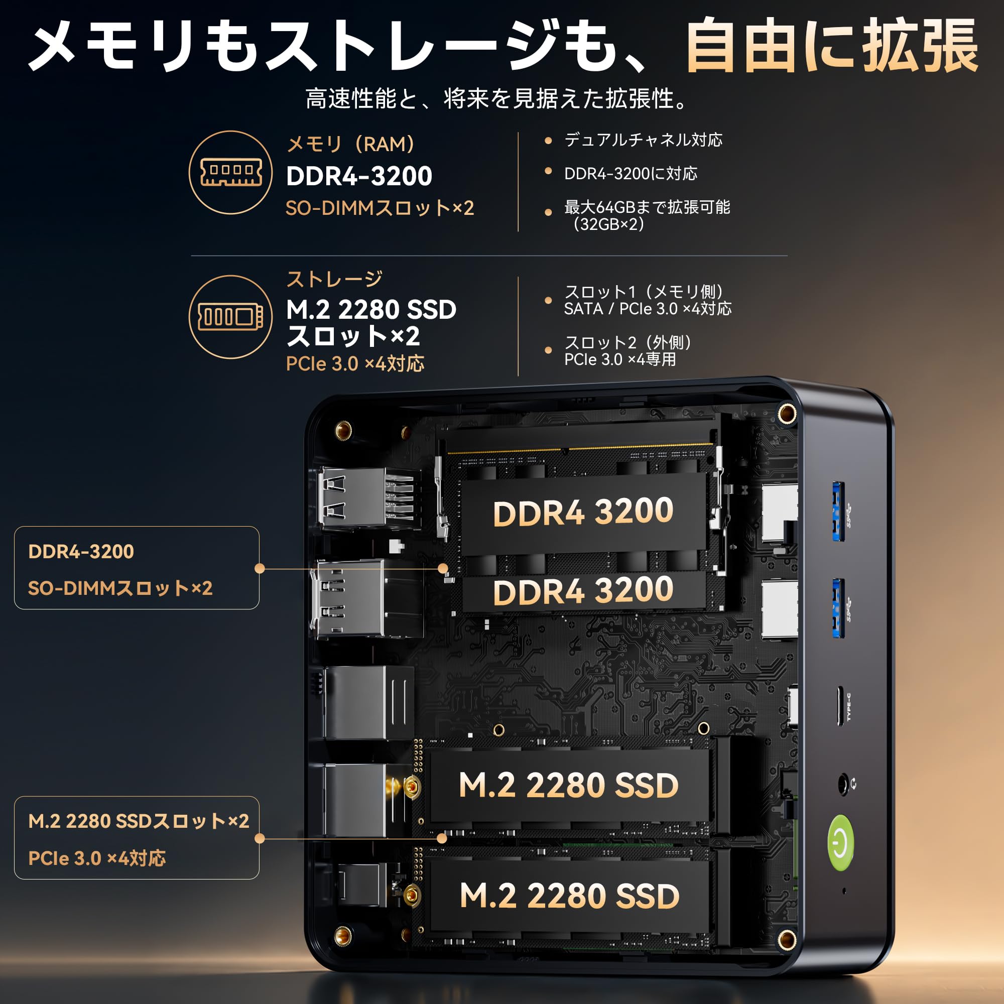 Amazon.co.jp: 【拡張性で選ぶ】GMKtec M5S Ryzen 3 5400U 16GB+512GB