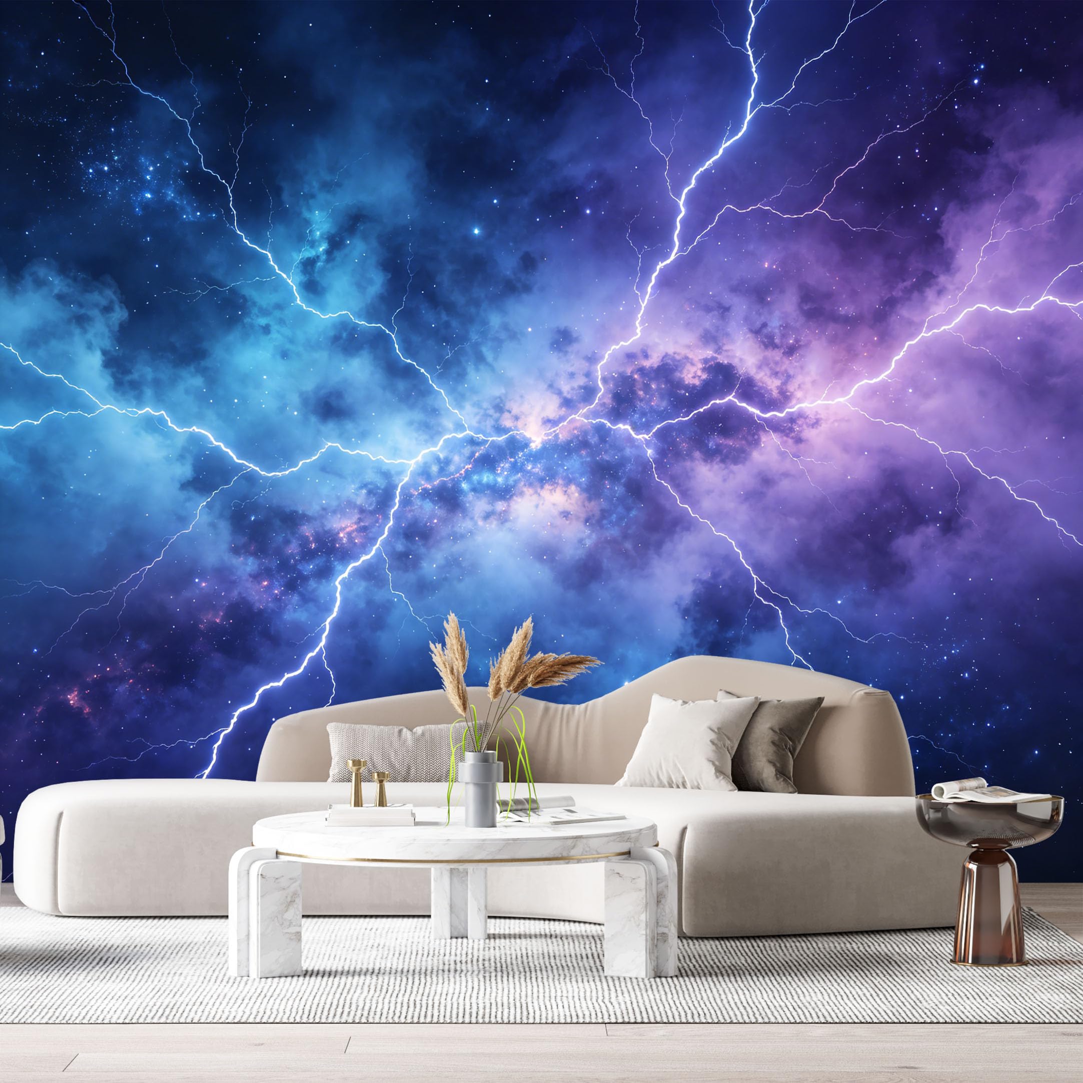 Custom Size Wall Murals Lightning Galaxy Abstract Contemporary Space Nebula Clouds SelfAdhesive Wall Fabric Removable Large Wallpaper for Photo Living Room