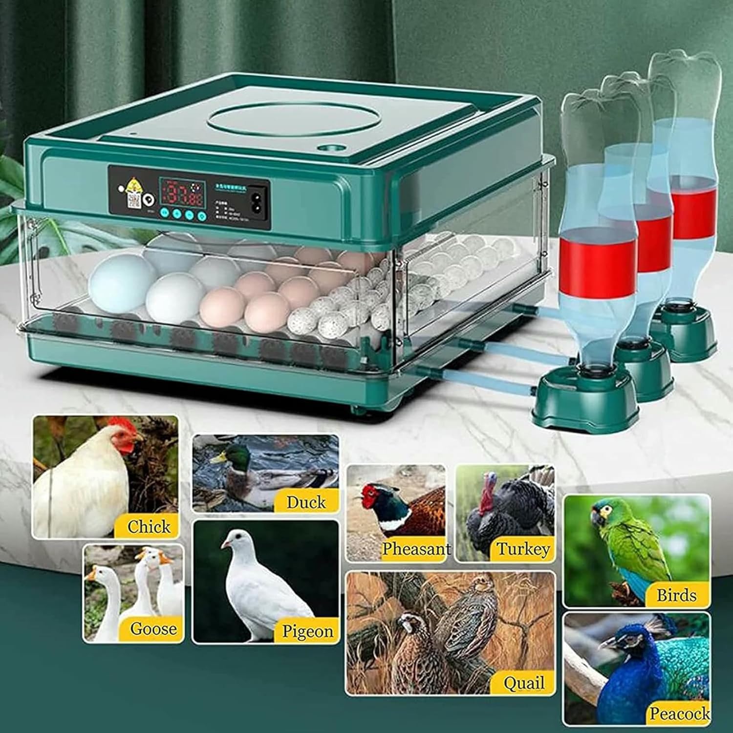 Egg Incubator, Eggs Hatching Incubator with Automatic Egg Turner, Humidity Temperature Control, Led Candler Egg Incubators Gift Set