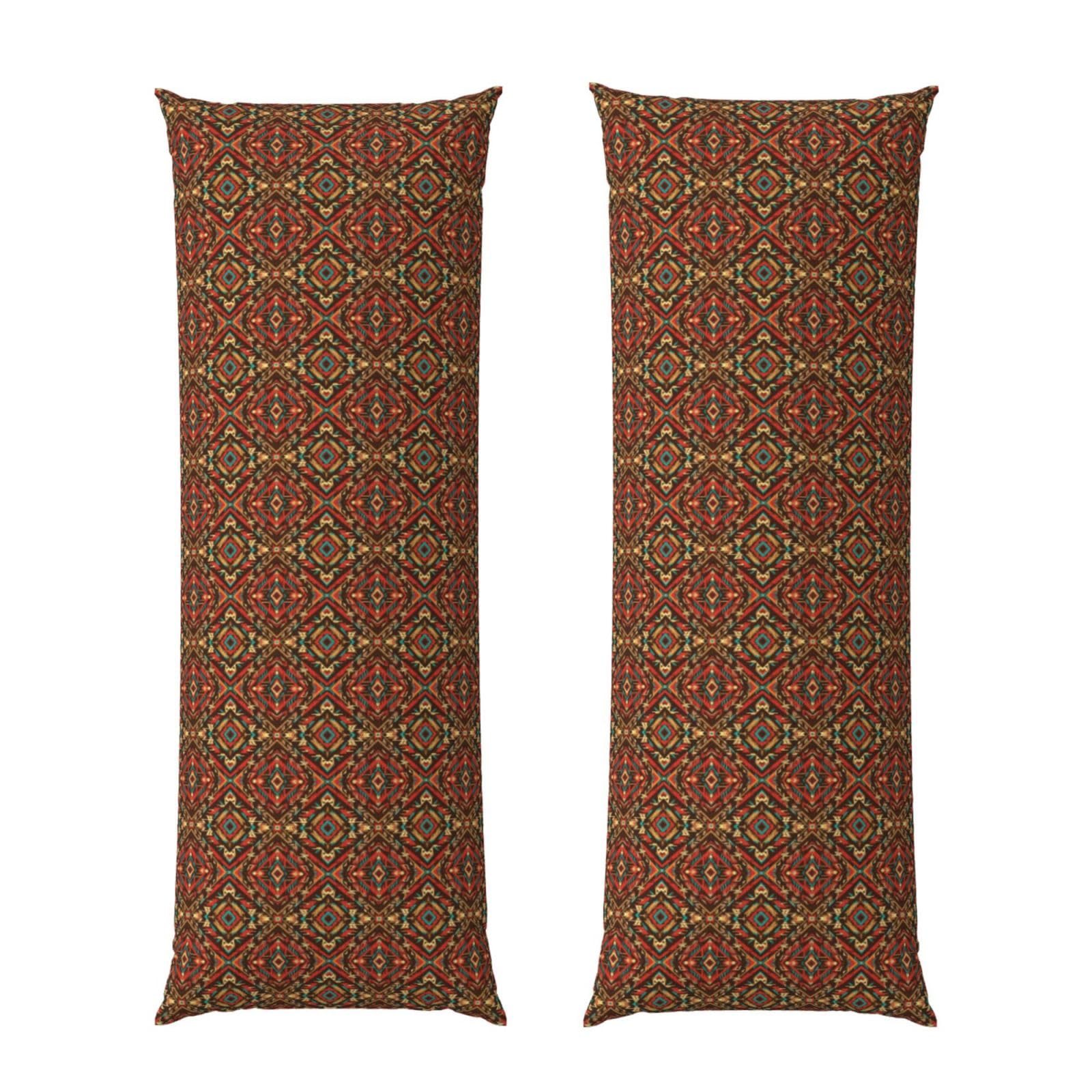 Body Pillow Case 20x60 Tribal Ethnic Horses Art, Zippered Cozy Pillow Cover, Soft Plush Cushion Protector, Machine Washable for Bed Sofa Couch