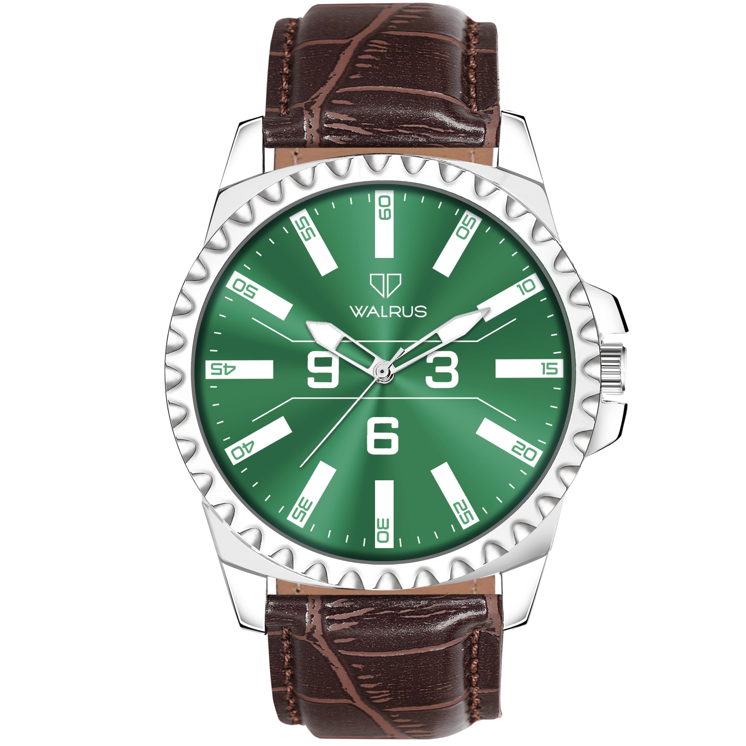 Walrus Urban Series Men’s Green Dial Analog Watch - Dial 38.5mm, Brown Vegan Leather Strap 22mm, Stylish & Durable | Old Money Style Watch | Perfect for Formal and Casual Wear- Perfect for Gift (B0D9QWTR84) Amazon Price History, Amazon Price Tracker