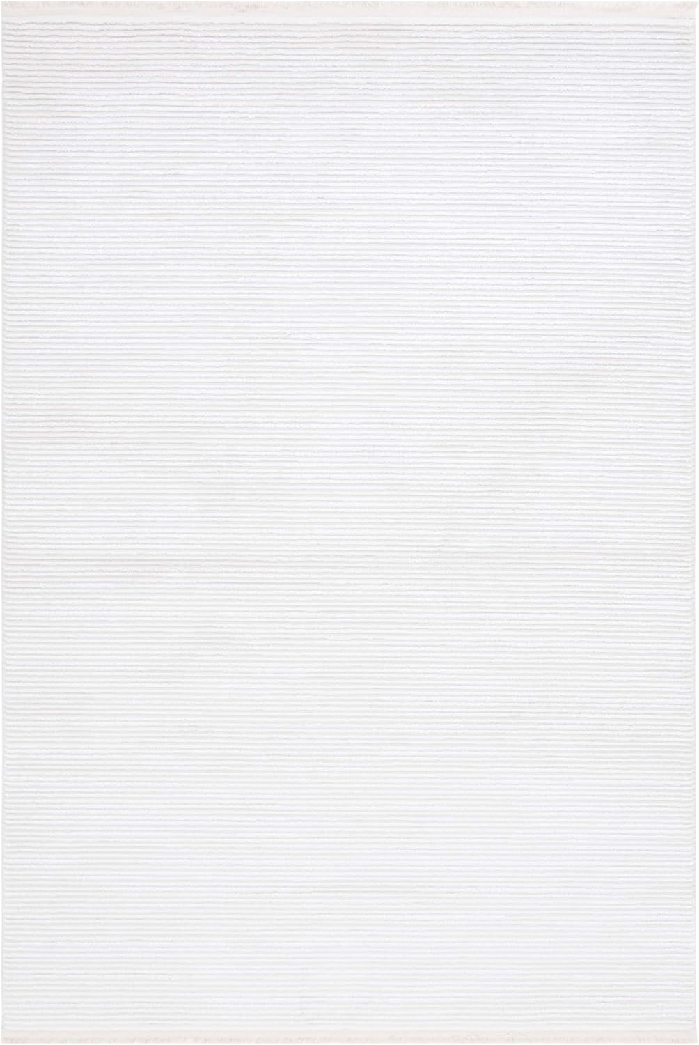 Ivory Hand-Knotted Synthetic Area Rug, 5'3" x 7'6"