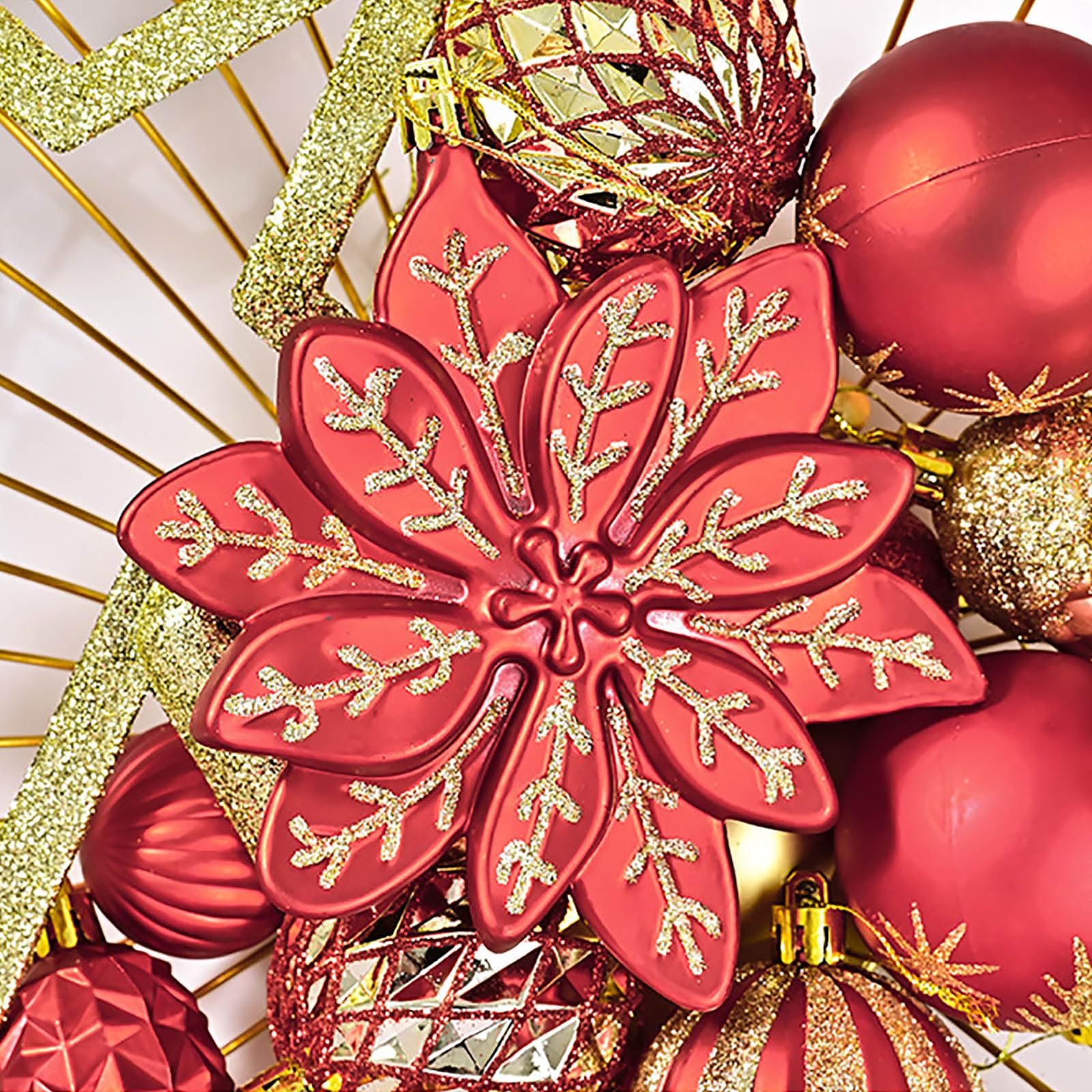 110Pcs Boule d'arbre de Noël,Boules en Plastique Incassables pour Décorations,Peint Boules Noel avec Lanières pour Noël Trees Thanksgiving Decorations Intérieures ou Extérieures