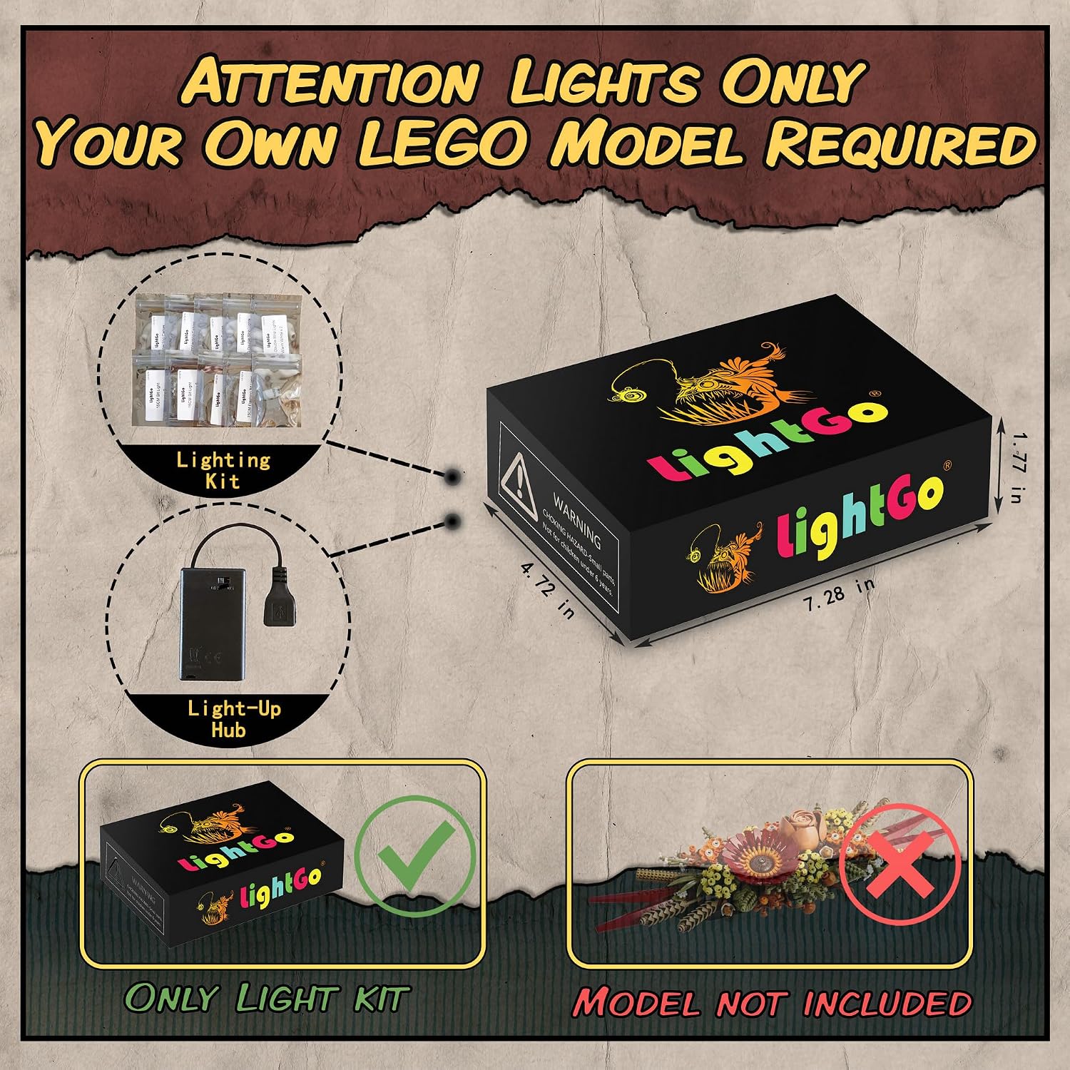 LightGo LED Lighting Kit with Battery Box Designed for Lego 10314 Dried Flower Centerpiece Building Set - Not Include Model (Classic Version)
