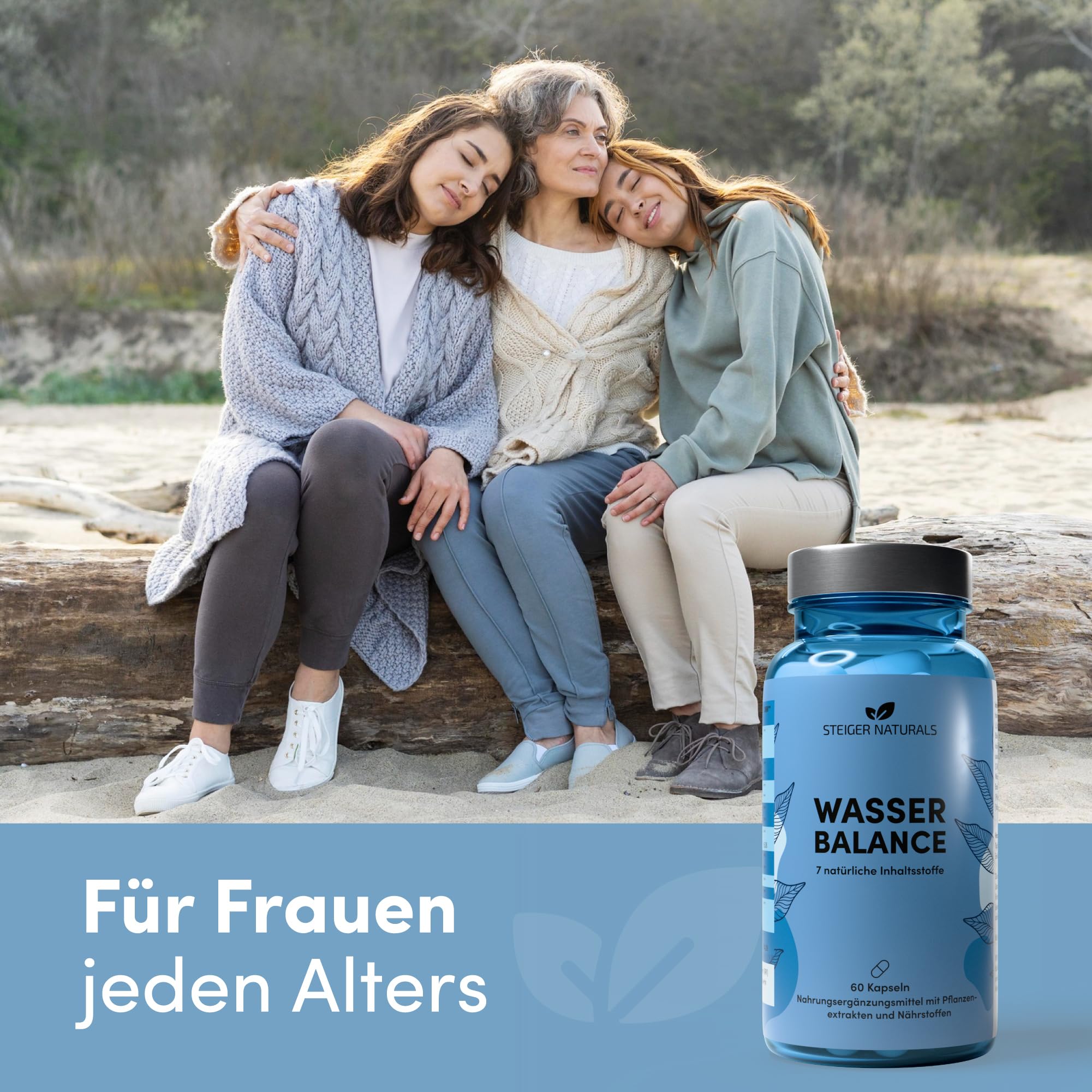 Steiger Naturals Wasser Balance – mit Brennnessel, Löwenzahn, Rosskastanie, Rutin, Magnesium & Vitamin B6 – 60 vegane Kapseln