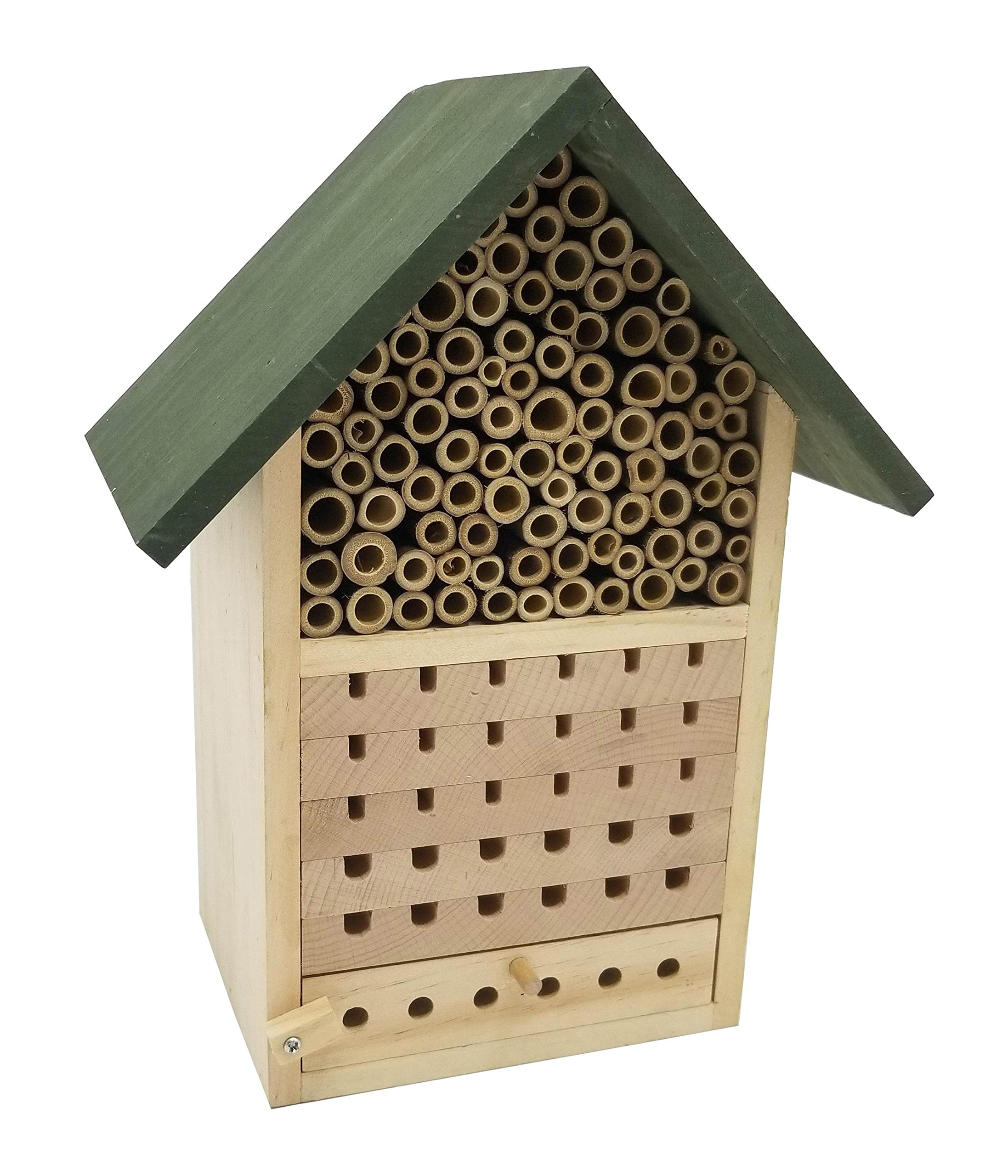 Dehner Natura Locarno Insect Hotel, Approx. 22.5 x 29 x 14 cm, Pine Wood/Bamboo, Green/Natural