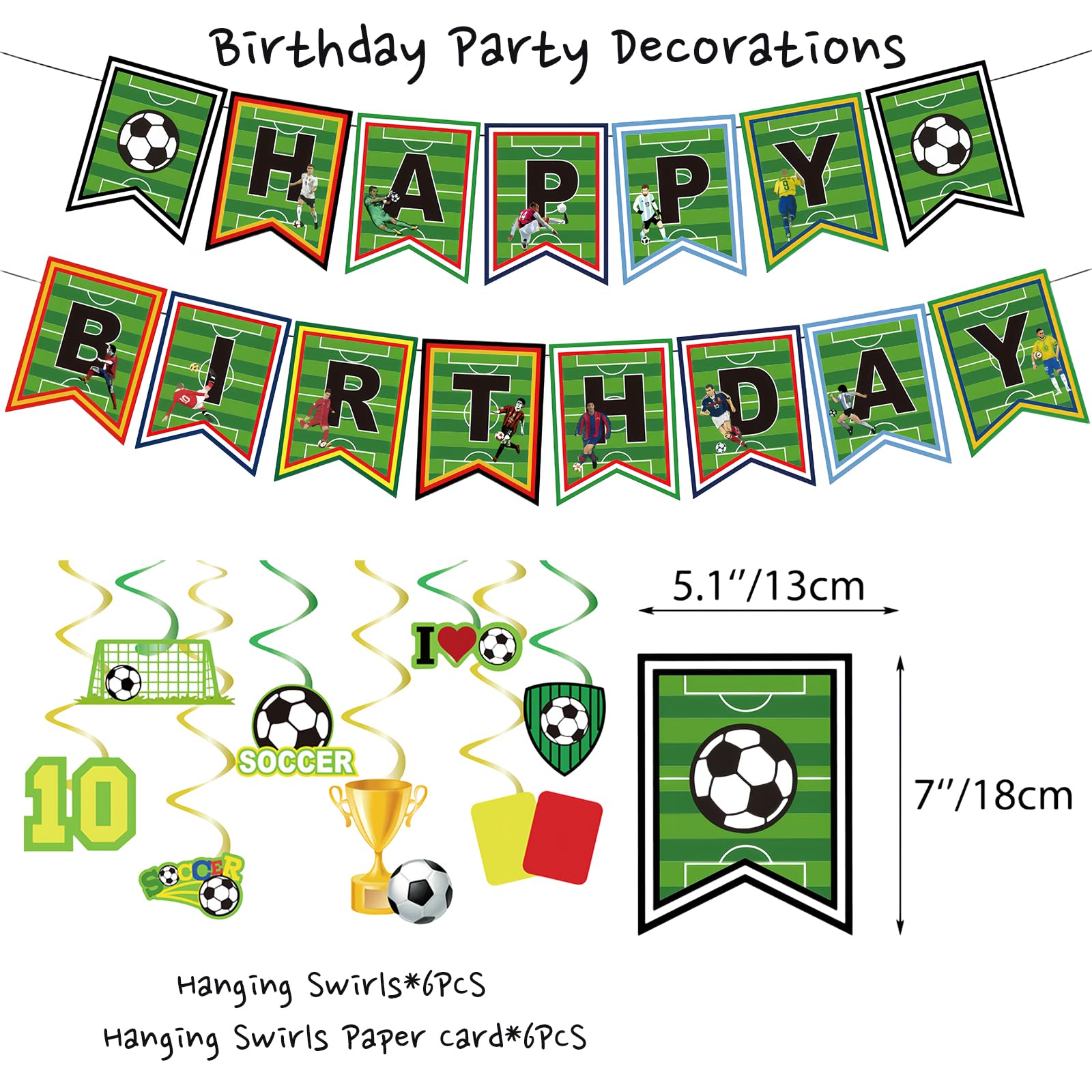 Fußball Geburtstag Dekoration Set - Banner & Luftschlangen Für Jungen/Mädchen Party
