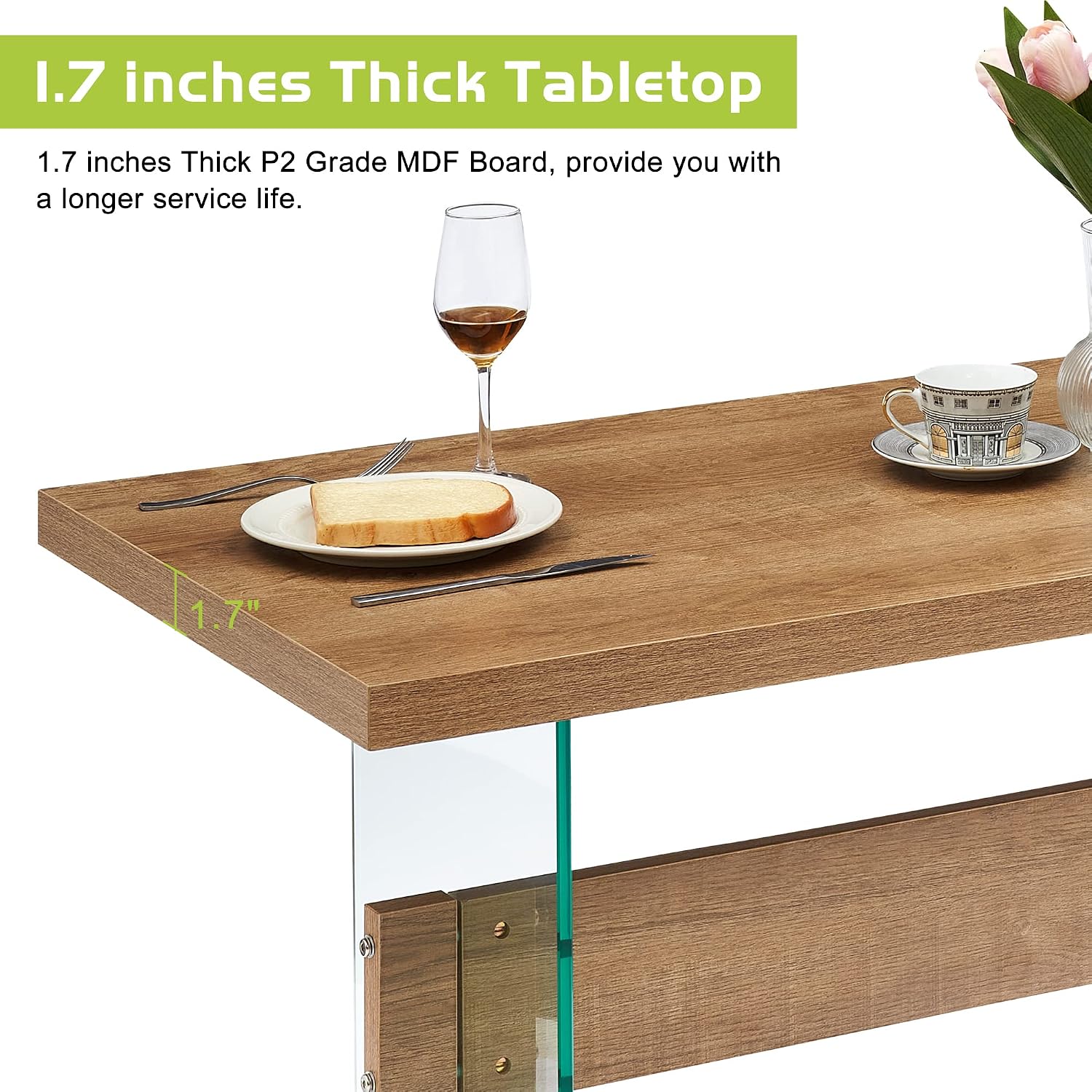Image showing the H-type design of the table base for stability.