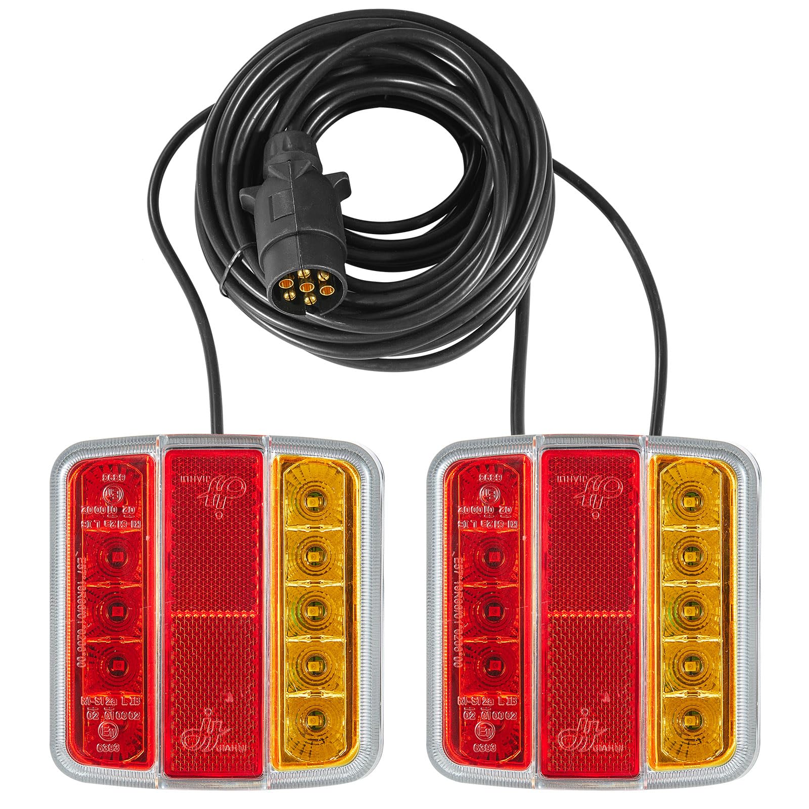 Kit Feux Arrière Magnétiques Pour Remorque 12V - 4 Fonctions, Câble 7 Broches 7,5m - IP67