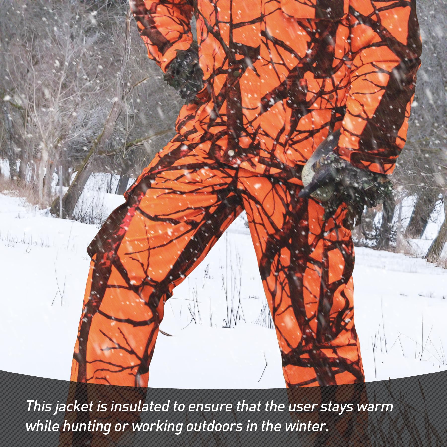 GUGULUZA Pantalon de chasse pour homme, pantalon de chasse silencieux avec doublure en polaire, vêtements camouflage résistants à l'eau pour la chasse au cerf
