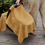 Couverture de siège de voiture pour bébé Muslin pour garçons et filles – 100% Canapé de siège de voiture en coton biologique avec parfait ajustement pour bébé Carrier - 43 x 31 (Jaune d'automne)