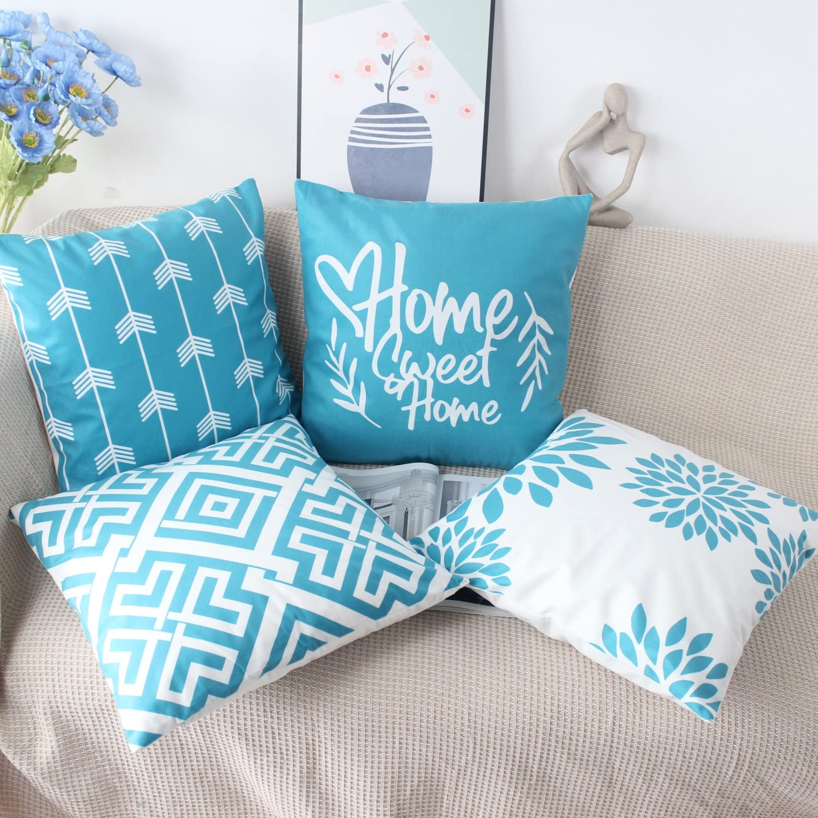 NIULAA Federe Cuscini Divano 45x45 Copricuscini 2 Pezzi Decorativo Copricuscino in Applicabilità Soggiorno,Camera da Letto,Poltrona,Colore puro