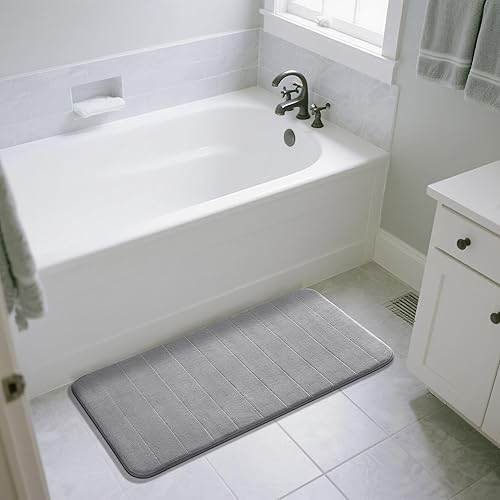Miniatura 7 de Yimobra Tapete de baño de espuma viscoelástica de tamaño grande de 44 x 24 pulgadas, cómodo, suave, superabsorción de agua, lavable a máquina,