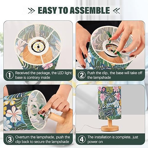 Miniatura 4 de Colorful Summer Hawaiian Flowers Table Top Lamp Nightstand Lights for End Table Lamp for Desk Retro lampara escritorio Simple