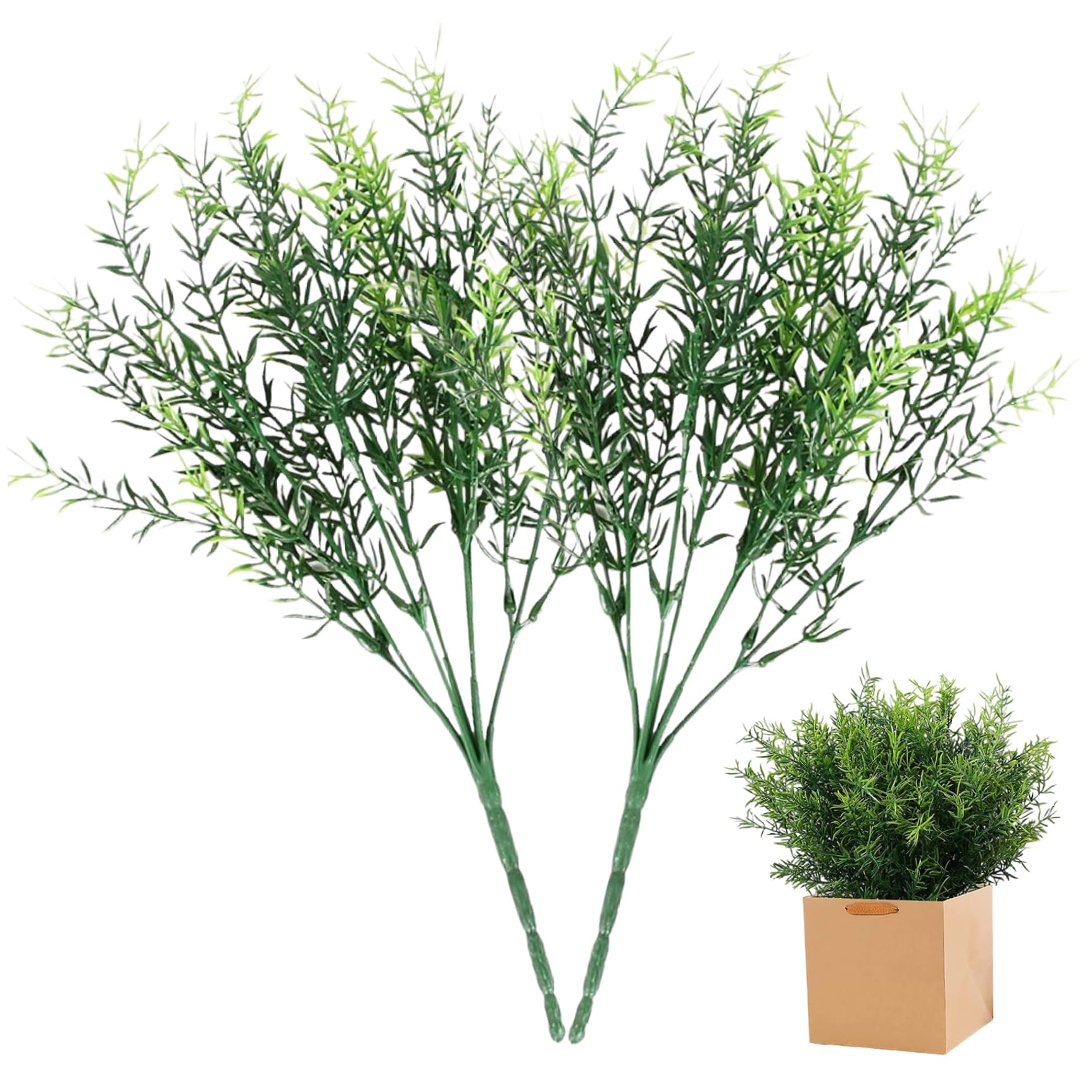 Hbbgdiy 2PCS 14" Artificial Rosemary Stems, Realistic Faux Rosemary Plant with 7 Branches, Low Maintenance Greenery for Home, Kitchen, Office, Garden Decor