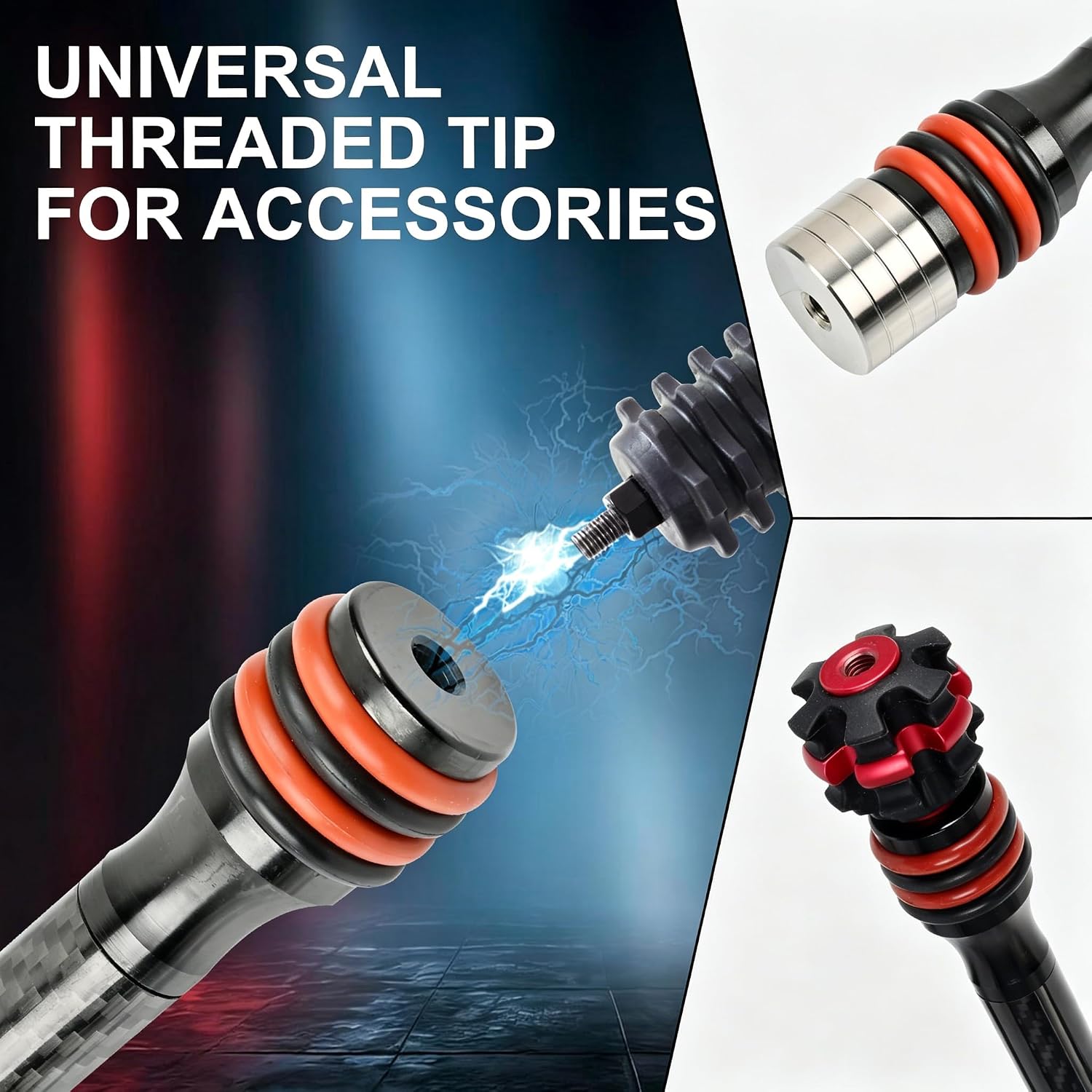 6"/8"/10"/12" Archery Bow Stabilizer Carbon Fiber Body | Aluminum damper module, vibration suppression, weighted stack, fits compound & recurve bows, hunting, target