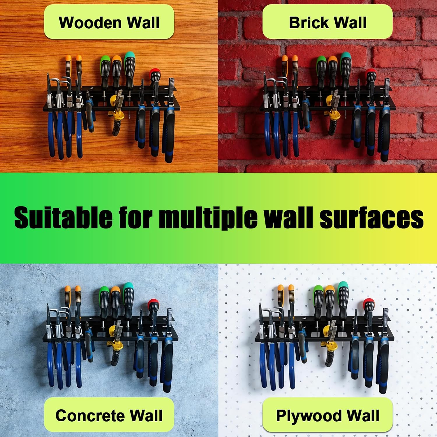 15.3-inch Manual Tool Organizer Rack, Multi-Function Storage Rack, Screwdriver Holder Wall-Mounted Storage Rack, Suitable for Garages and More
