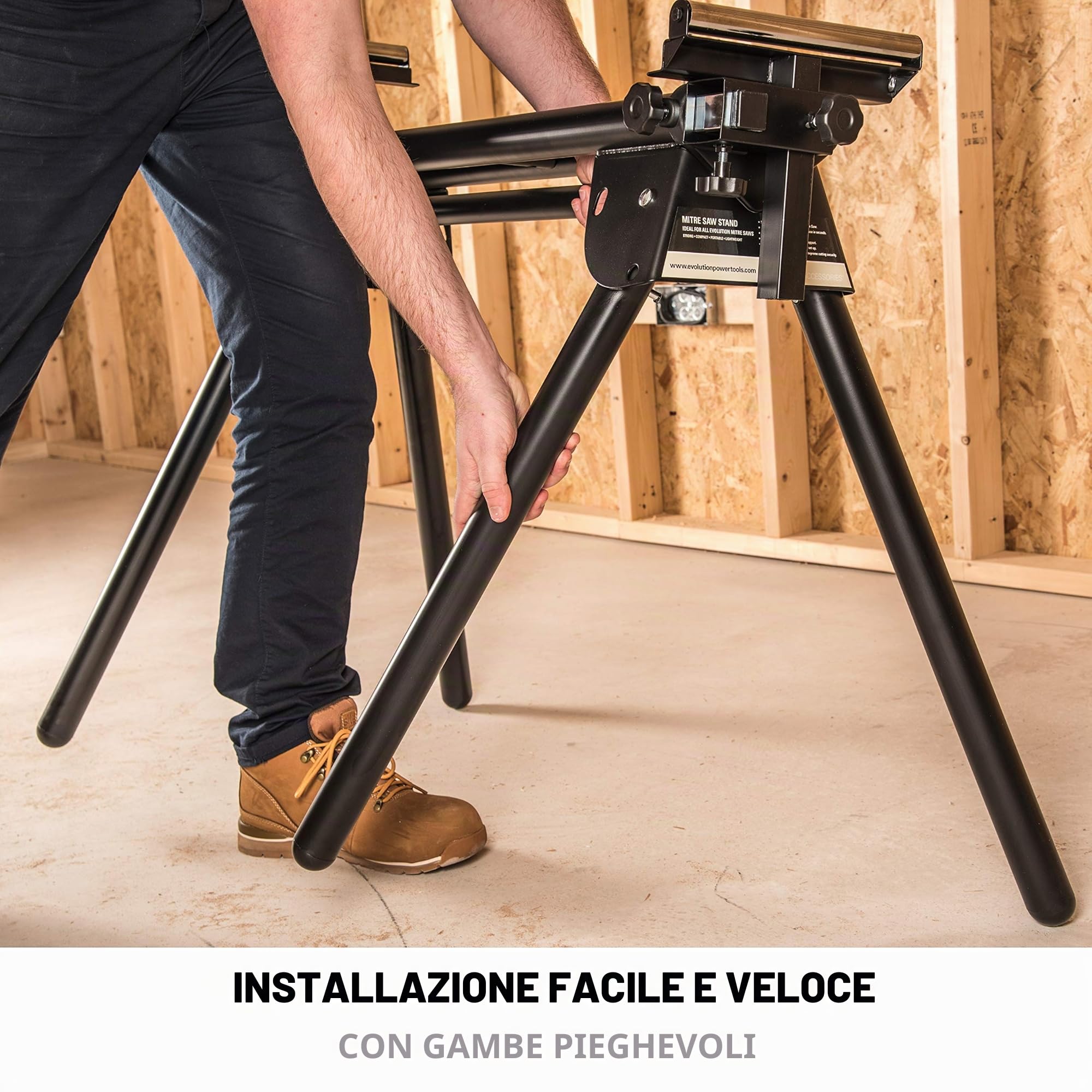 Evolution Power Tools - Supporto troncatrice con estensioni, Nero